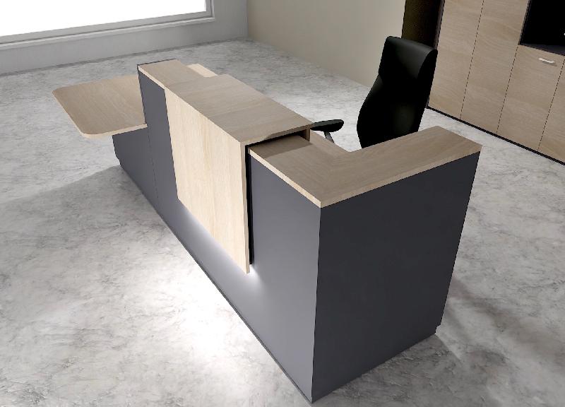 Comptoir d'accueil bi-colore avec PMR Delta et réhausse - 242, Gauche, Non, Anthracite, Acacia clair_0