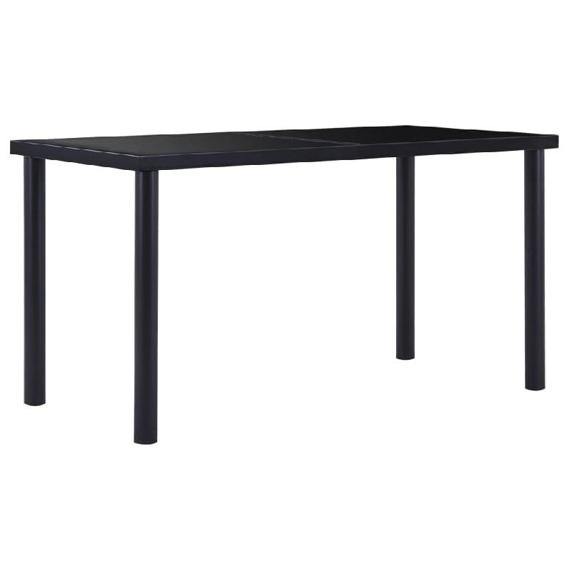 Décoshop26 - Table à manger rectangulaire moderne – plateau en verre trempé noir et structure métal – 140 × 70 cm DEC036880 - noir métal 3000261448242_0