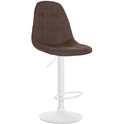 Décoshop26 - Tabouret de bar x1 avec repose-pieds hauteur réglable pivotant assise en tissu marron cadre métallique blanc 10_0004849 - marron 30002_0