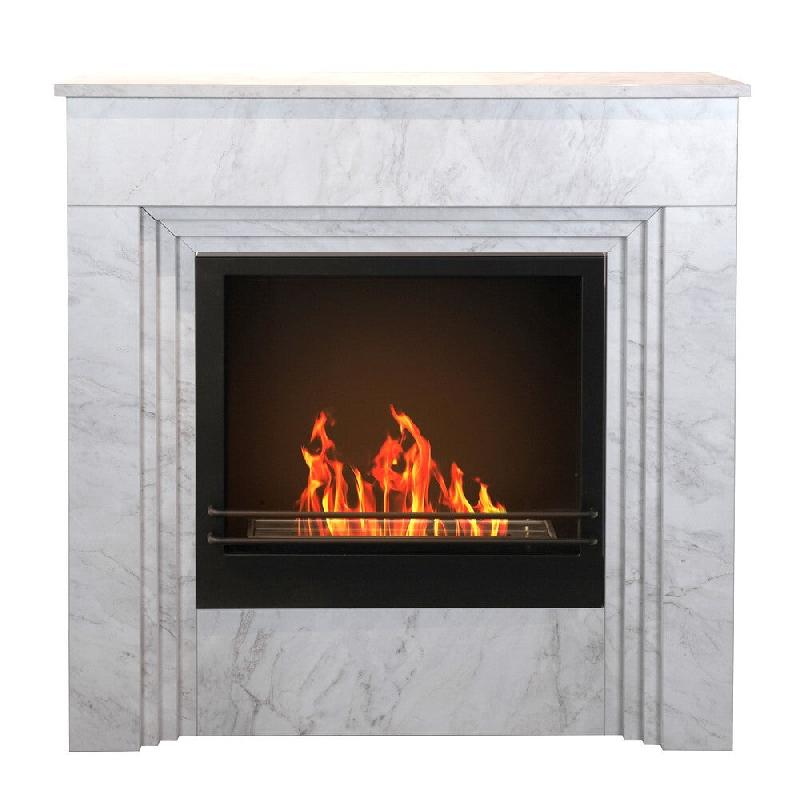 Divina Fire Cheminée au bioéthanol au sol BELLINI en bois effet Marbre Blanc Fabriqué en Italie L96 x P35 x H96 - blanc 8055829981131_0