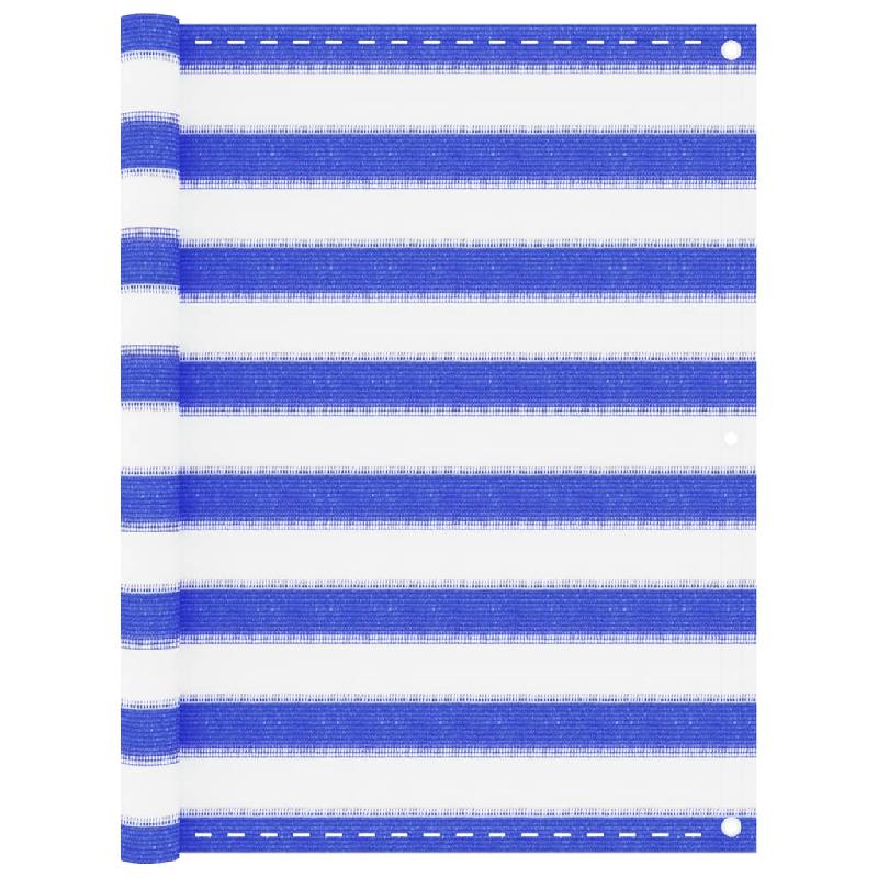 Écran de balcon brise-vue - Protection UV et intimité - 90 x 600 cm - PEHD bleu et blanc - 02_0010128_0