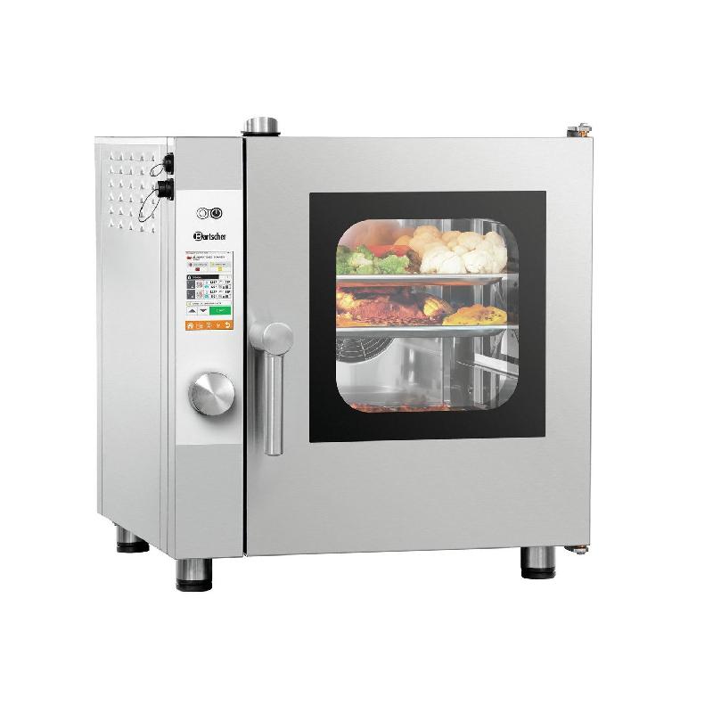 Four inox électrique mixte à vapeur 5 x GN 2/3, tactile, nettoyage automatique, 4800 W, 400 V - TRI, SILVERSTEAM_0