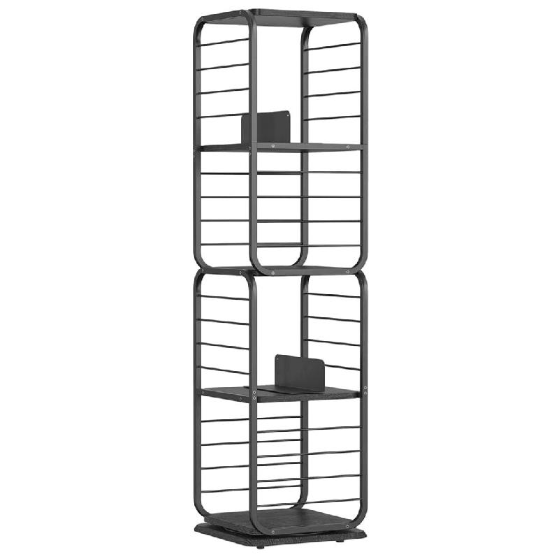 Helloshop26 - Bibliothèque à 4 niveaux étagères tournante avec serre-livres pour petits espaces 43 x 43 x 158 cm étagère d'angle 12_0004193 - Bo_0