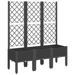 Helloshop26 - Jardinière bac lit surélevé plantes fleurs terrasse jardin avec treillis 120 x 40 x 142 cm PP noir 02_0038241 - 3000214200781_0