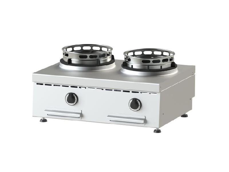 KBS Gastrotechnik KBS Cuisinière wok à gaz 2 brûleurs modèle de table 2X13Kw 800x600x300 mm 2x plateau wok - 4059395074055_0