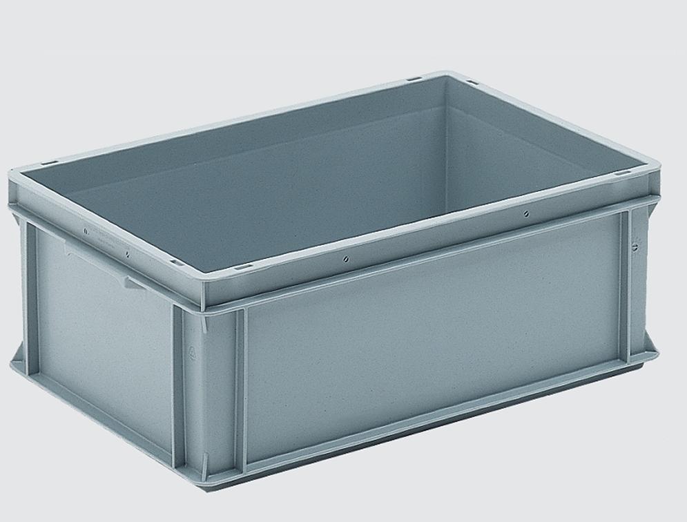 Bac plastique gerbable - KESBAC 600x400x220mm - norme Europe, fond et parois pleines, poignées fermées_0