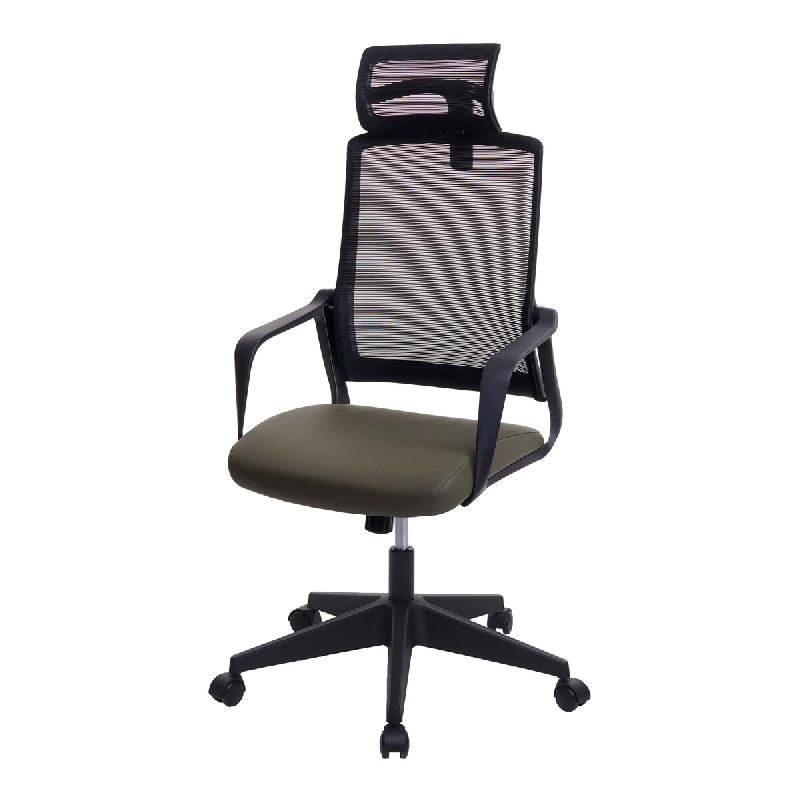 Mendler Chaise de bureau HWC-J52, chaise pivotante chaise de bureau, appui-tête ergonomique, similicuir ~ vert olive - vert matière synthétique 81068_0