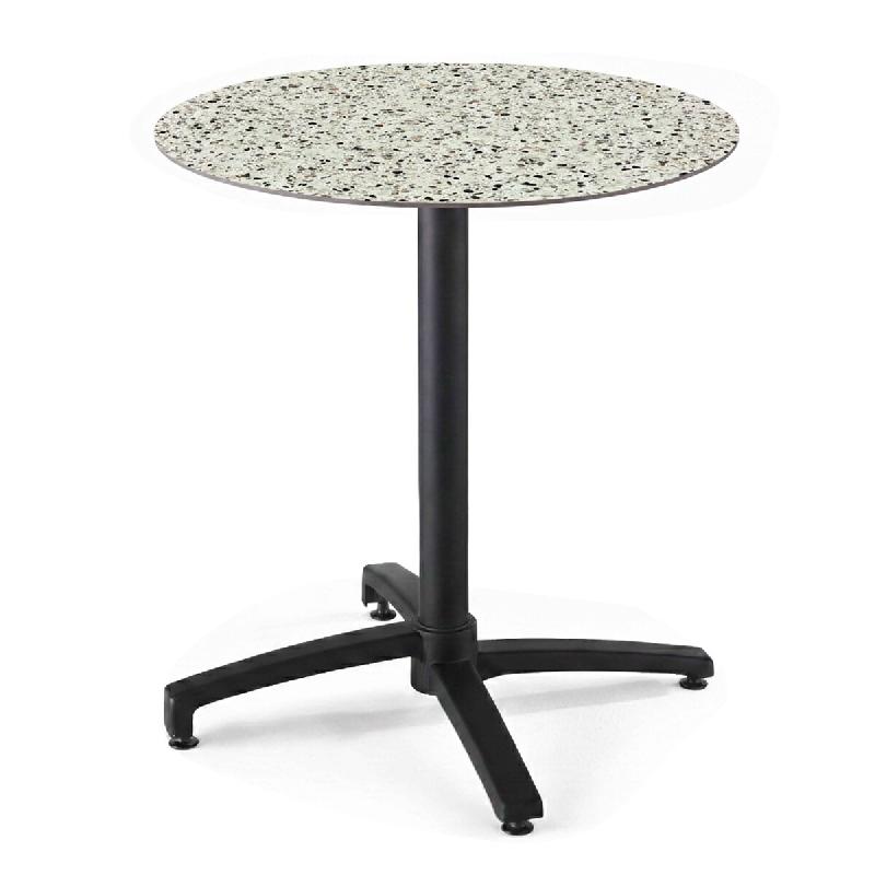 Oviala Business Table de jardin ronde 60 cm inclinable aluminium et HPL terrazzo - blanc aluminium 115808_0