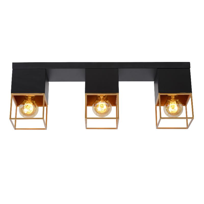 LUCIDE PLAFONNIER RIXT NOIR, ANGULAIRE, À 3 LAMPES
