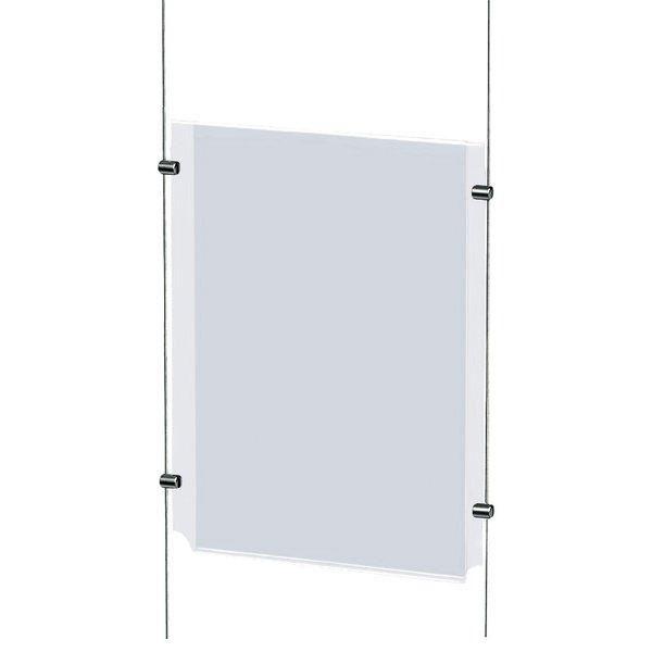 Porte affiche A3 vertical transparent pour câble - PMMA 2mm d'épaisseur_0
