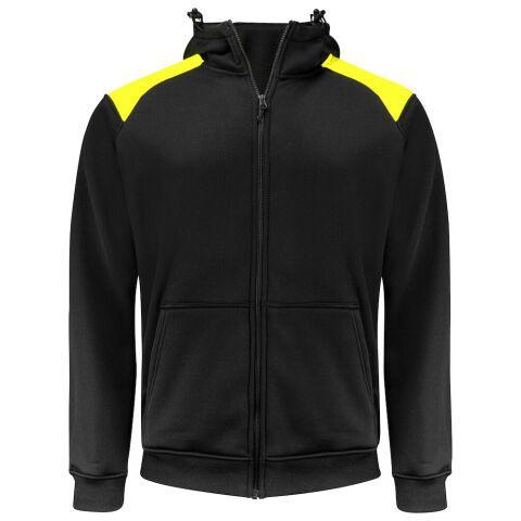 PROJOB 2133 SWEATSHIRT POLYESTER PRIO A/ CAPUCHE JAUNE/NOIR - TAILLE M