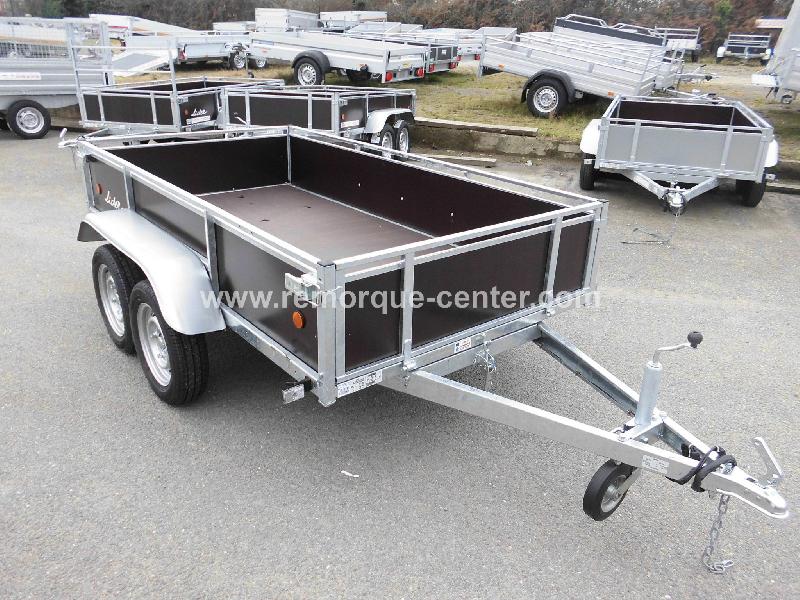 Remorque polyvalente Lider en bois freinée - 2 essieux - PTAC : 1300 kg - 251 x 133 cm - Magnum Explo 3000_0