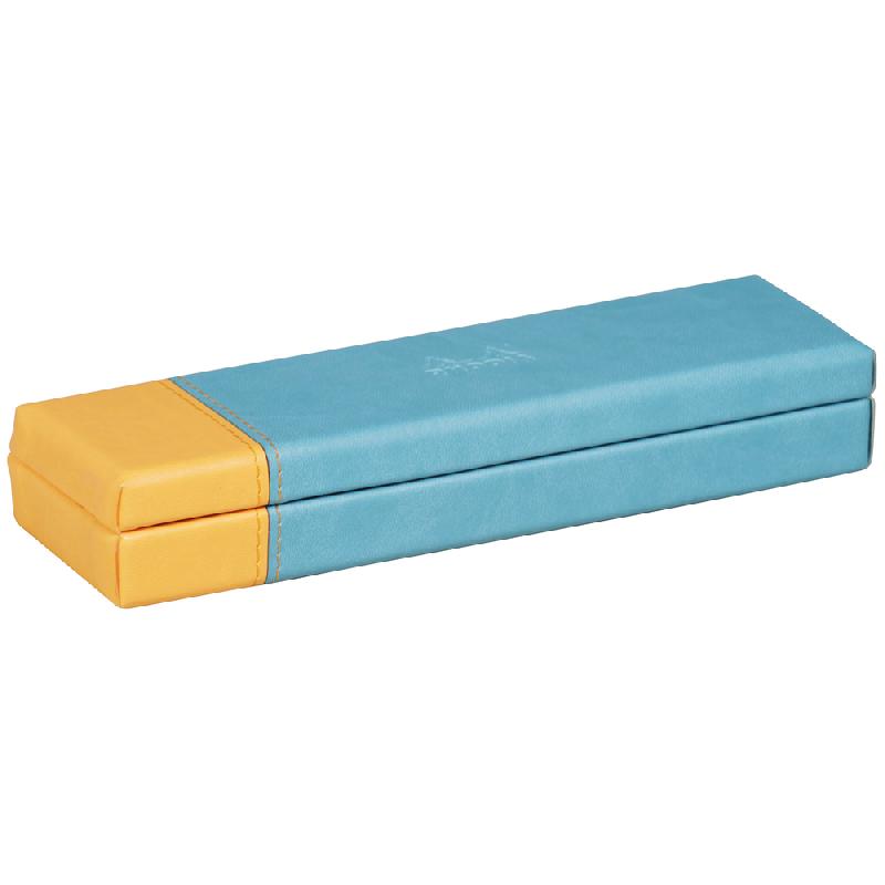 RHODIARAMA PLUMIER SIMILI CUIR ITALIEN 21X5,5X3 CM - TURQUOISE - LOT DE 2