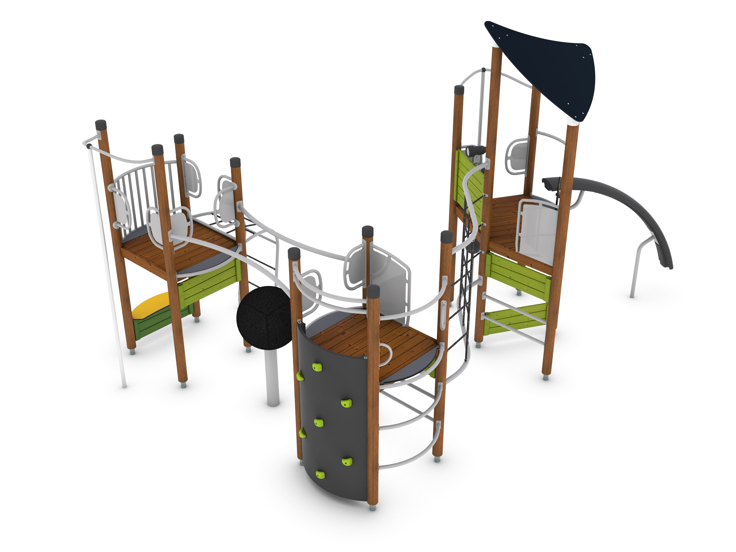 Structure multi-jeux 5 à 12 ans - Uniplay Ebriente 8048388 - Hags - Poteaux bois/panneaux bois - Fondation à enterrer_0