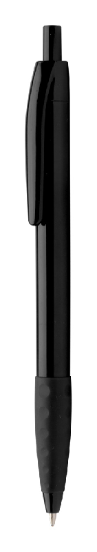 Stylo à bille en plastique avec grip coloré - Couleur noire - Écriture bleue - Poids 6 g_0