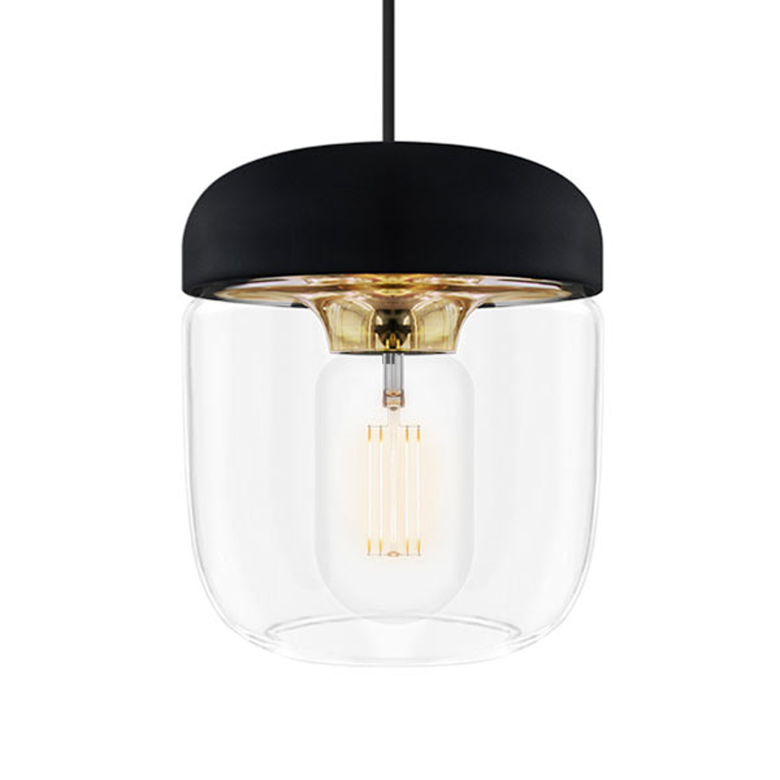 UMAGE SUSPENSION ACORN AVEC ABAT-JOUR EN NOIR ET LAITON