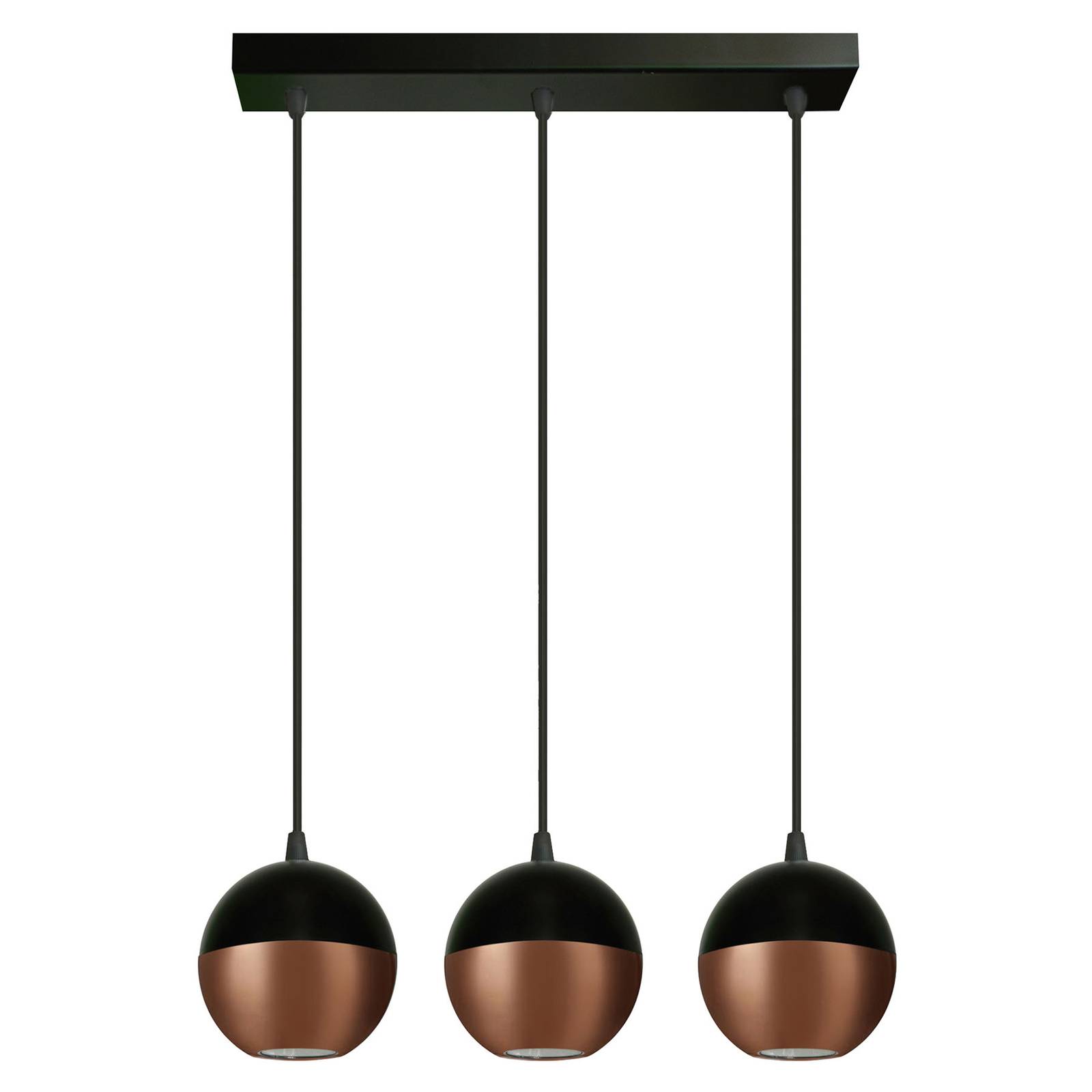 HELAM SUSPENSION MIDNIGHT EN NOIR/CUIVRÉ X3 ALLONGÉE