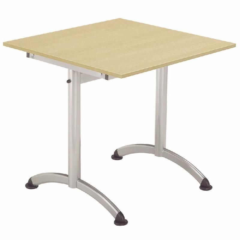 TABLE CAFETERIA L. 120 X P. 80 CM, PLATEAU HÊTRE, PIÉTEMENT ALUMINIUM