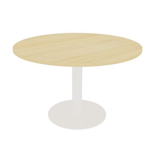 TABLE MEETING RONDE D.120 CHENE 25MM PIET. TULIPE BLANC