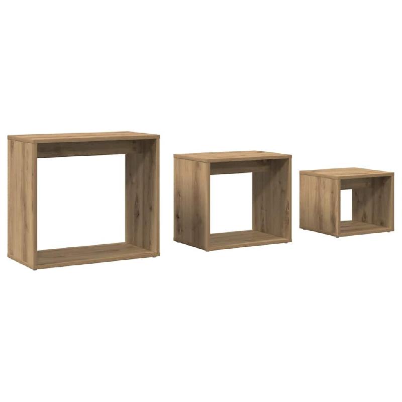 Tables gigognes 3 pcs chêne artisanal bois d'ingénierie Modèle Apex Nova - 856675_0