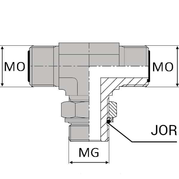 Té orientable mâle ORFS x mâle gaz cylindrique x mâle ORFS - 1