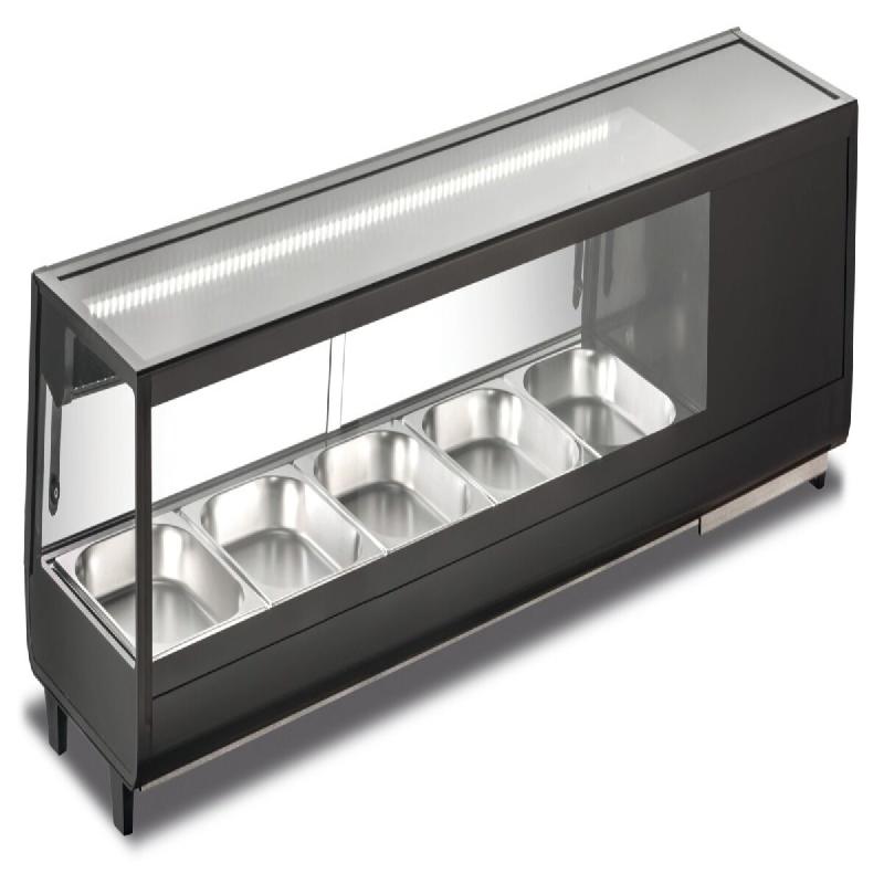 Vitrine réfrigérée pour sushi, éclairage LED, thermomètre numérique, dégivrage automatique, temp. 0°C/+6°C, dimensions 180x40,6x31,8 cm, SUSH_0