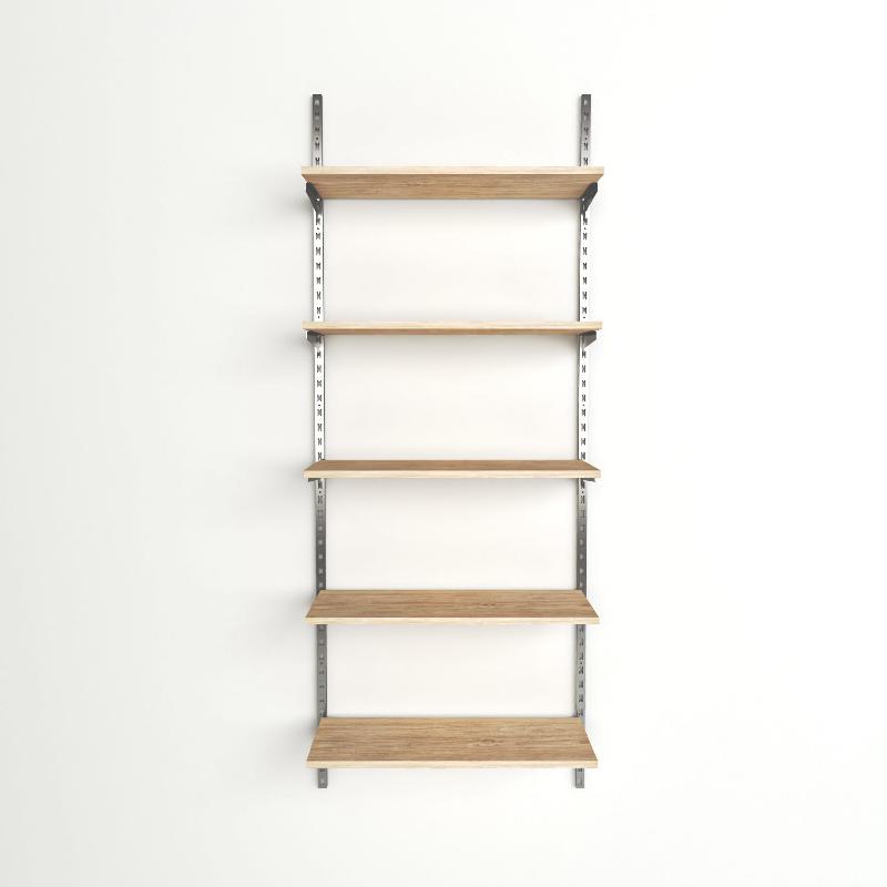 Élément de départ Global chrome 5 tablettes chêne clair L90xH240cm_0