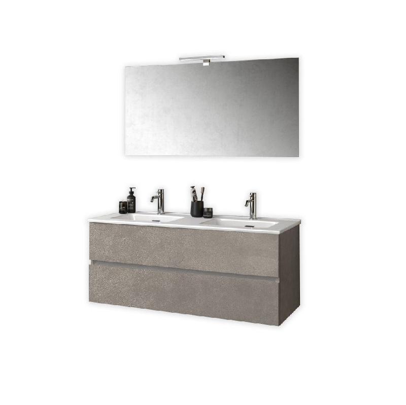 AQA Design Composition de la salle de bain en mélamine double baignoire ORIZON Havane L.121 P.46,5 H.190 MPOR40-AVP - beige Bois manufacturé MPOR40-_0