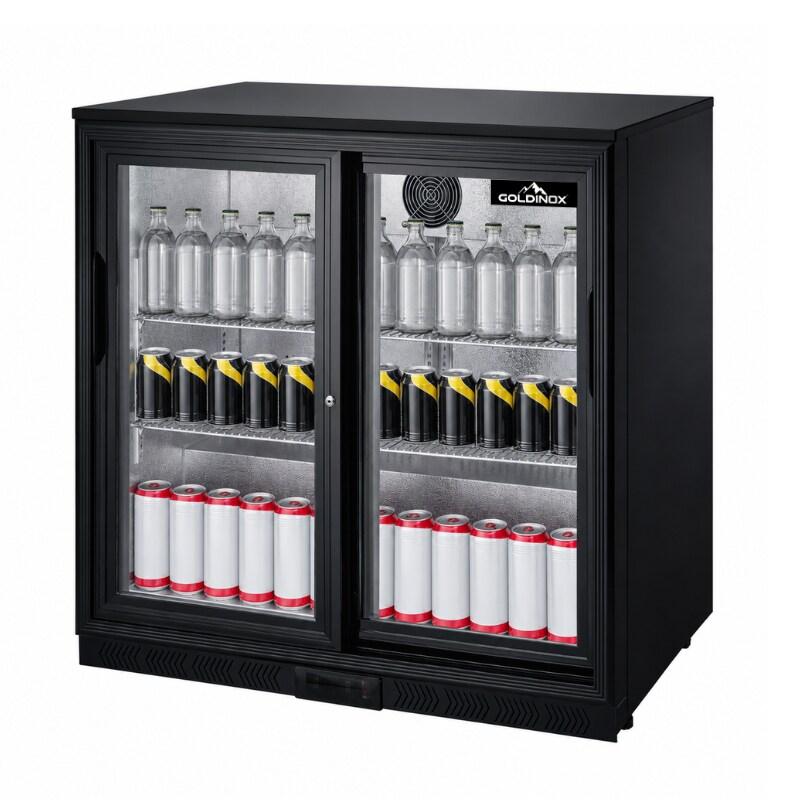Arrière de bar 2 portes coulissantes vitrées PREMIUM - GOLDINOX - noir 3701770830138_0