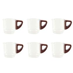 Aulica Tasses à café en verre avec anse en bois 5.5x5.5x8.3cm - lot de 6 - transparent 178501_0