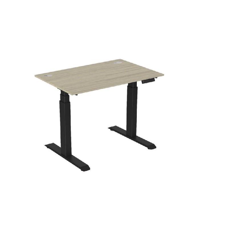 BUREAU ELECTRIQUE HAUTEUR REGLABLE ACTIV'O L.120 CM PLATEAU CHENE - PIEDS METAL NOIR