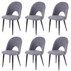 Décoshop26 - Lot de 6 chaises de salle à manger cuisine design moderne tissu et textile gris foncé 04_0000811 - gris 3000064932696_0