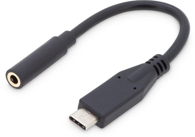 DIGITUS Adaptateur/convertisseur audio USB-C, USB-C/mâle - 3.5mm jack/femelle, USB-C - Audio, 0,2 m, noir - noir AK-300321-002-S_0