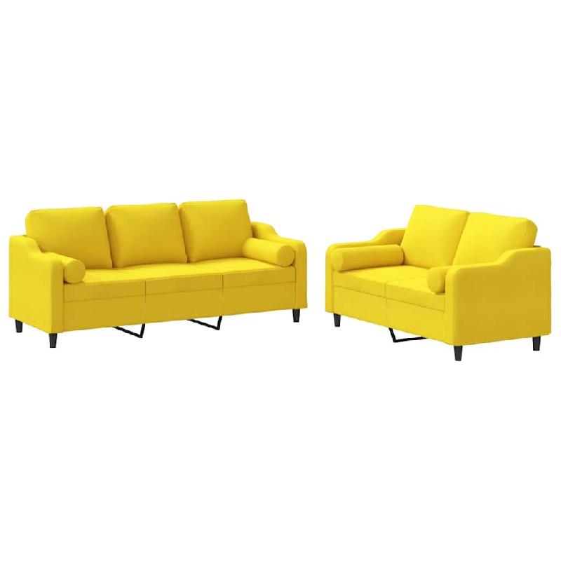 Ensemble de canapés 2 pcs avec coussins jaune clair tissu Modèle Zenith Élite - 8721012068223_0