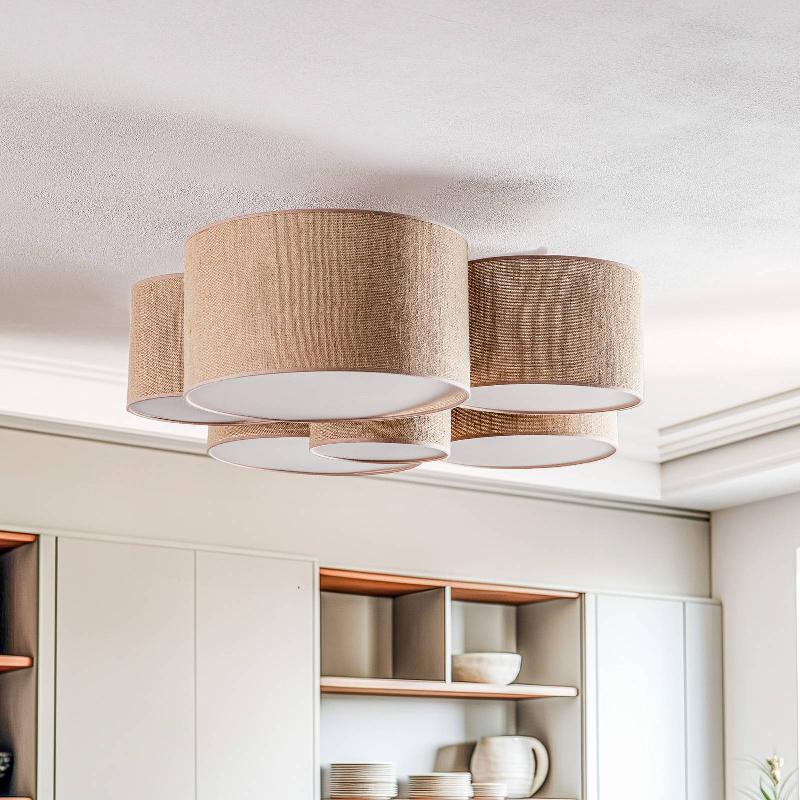 EULUNA LODGE PLAFONNIER, À 6 LAMPES, JUTE