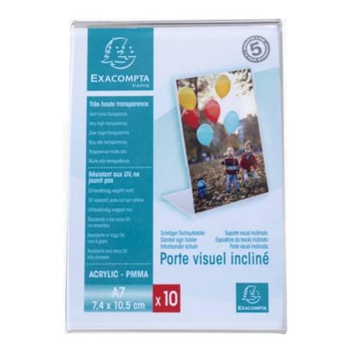Exacompta - Lot de 10 porte-étiquettes verticaux format A7 en cristal 87058HD - Haute transparence et résistance UV_0