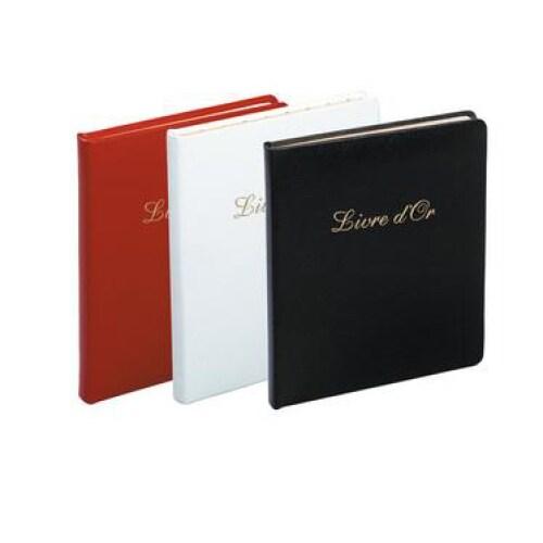 Exacompta Livre d'Or Alpille 22x27 cm, 140 pages, reliure en cuir blanc - 3130630047124_0