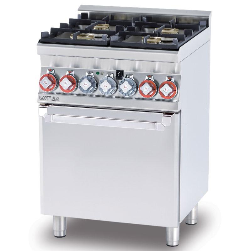 Fourneau gaz 4 feux sur four électrique multifonction 60 cm | MagicLotus 600 - Porte acier_0