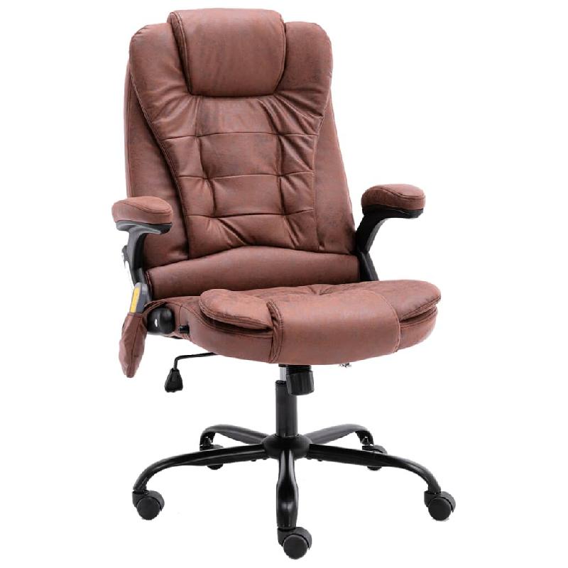 Helloshop26 - Chaise fauteuil siège de bureau informatique étude de massage clair similicuir daim brun 02_0024012 - métal 3000214637884_0