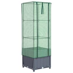 Helloshop26 - Jardinière bac lit surélevé plantes fleurs terrasse jardin surélevée avec housse aspect rotin 40 x 40 x 139 cm Blue 02_0038772 - 30_0