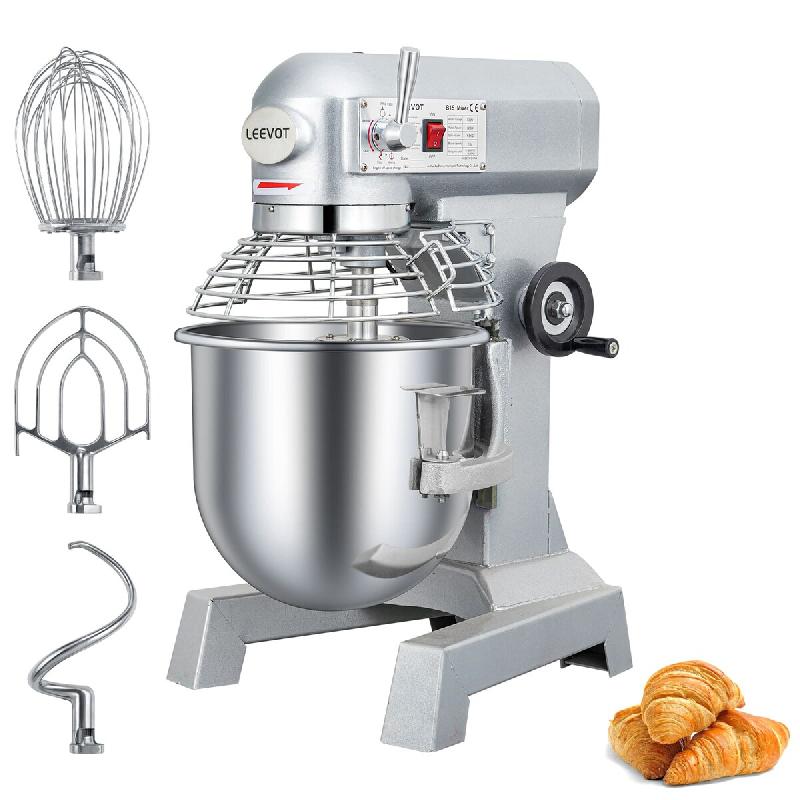 Leevot batteur mélangeur planétaire professionnel SZM15 - 15L - moteur 600W - 3 vitesses - cuve inox - minuterie intégrée - acier SZM15-220V_0