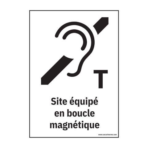 LOT DE 3 - PANNEAU SIGNALÉTIQUE - SITE ÉQUIPÉ EN BOUCLE MAGNÉTIQUE (210 X 150 MM, VINYLE SOUPLE AUTOCOLLANT)