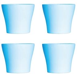 Lot de 4 Pots à Fleurs en Plastique Bleu Avec Cache-Pot GH629BL St Helens Home and Garden - 20 Cm x 14.5 Cm - 3666630000888_0