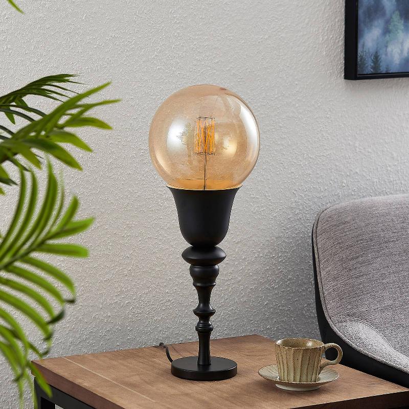 LUCANDE GESJA LAMPE À POSER, SANS ABAT-JOUR, NOIRE