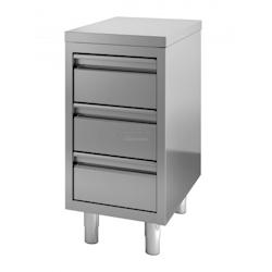 Meuble inox professionnel - 3 tiroirs - Gamme 700 - Acier inoxydable - 400x700 mm ou 600x700x850 mm - CombiSteel - gris inox_0