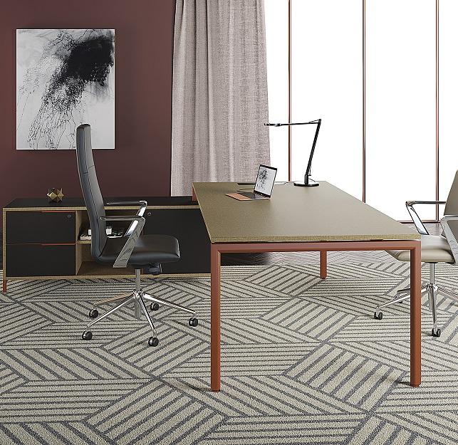 New bureau de direction avec desserte - plateau finition soft touch - dimensions 180x100x73 cm_0