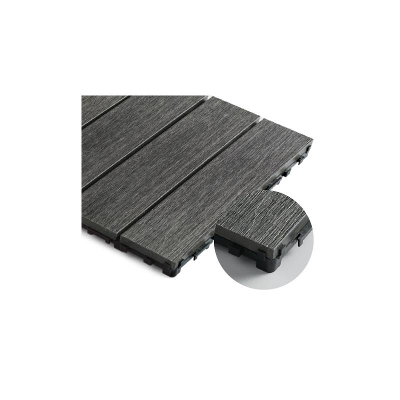 Pack 1 m² caillebotis en bois composite coextrudé - 11 pièces 30x30 cm - Coloris charbon - Surface couverte 1 m²_0