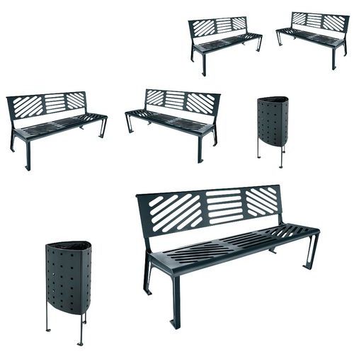 PACK 5 BANCS KESSEN 170 CM + 2 POUBELLES ARGO 45 LITRES - MANUTAN EXPERT