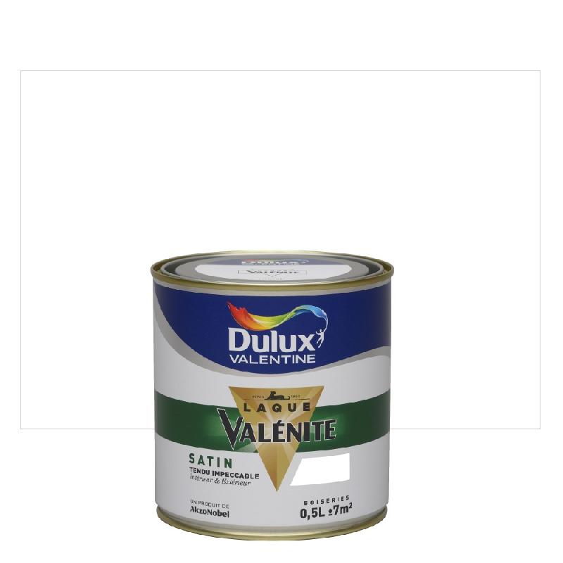Peinture laque boiserie Valénite blanc satiné 0,5 L - DULUX VALENTINE - microporeuse et résistante aux chocs_0