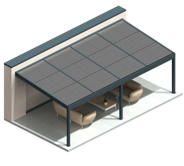 Pergola photovoltaïque adossée - Inclinaison de 5 à 15° - Gamme PergiSol_0
